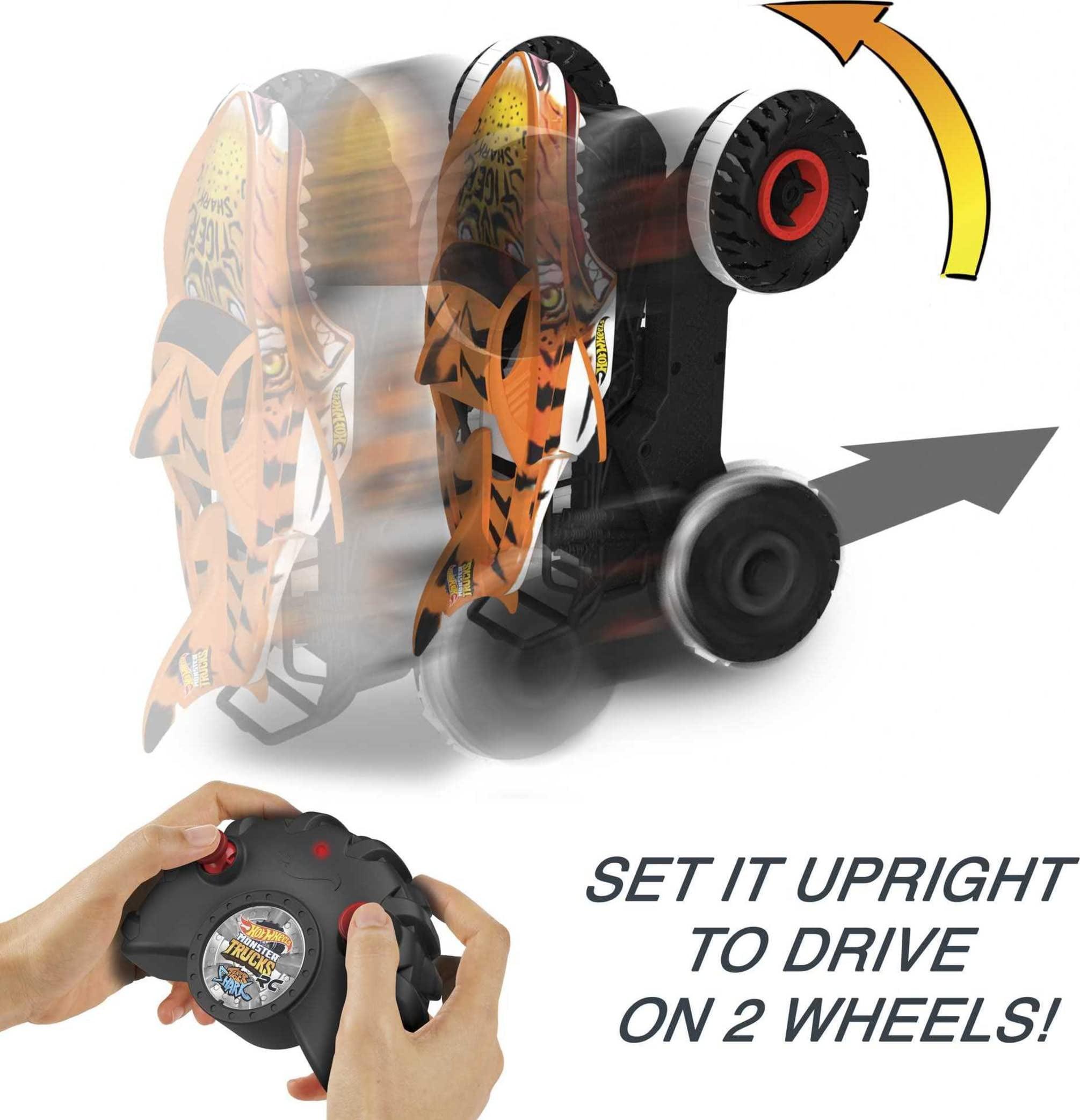 Hot Wheels Monster Trucks Unstoppable Tiger Shark Rc Vehicle:  Buttons that light up for easy use in low-light situations