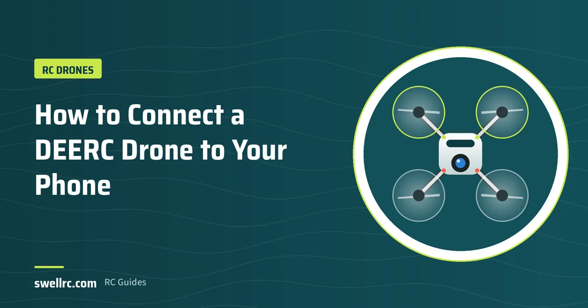 Illustration: DEERC drone connected to a phone – SwellRC RC Drones guide